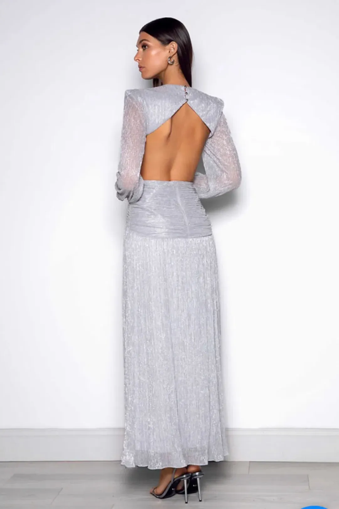 Elle Zeitoune Scarlett Dress Silver Size 12 for rent on The Volte - main image