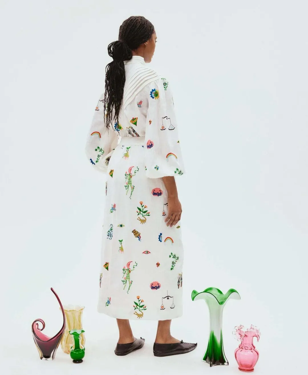 Alemais Atticus Embroidered Shirt and Skirt Set Cream Multi Size 12 for rent on The Volte - main image