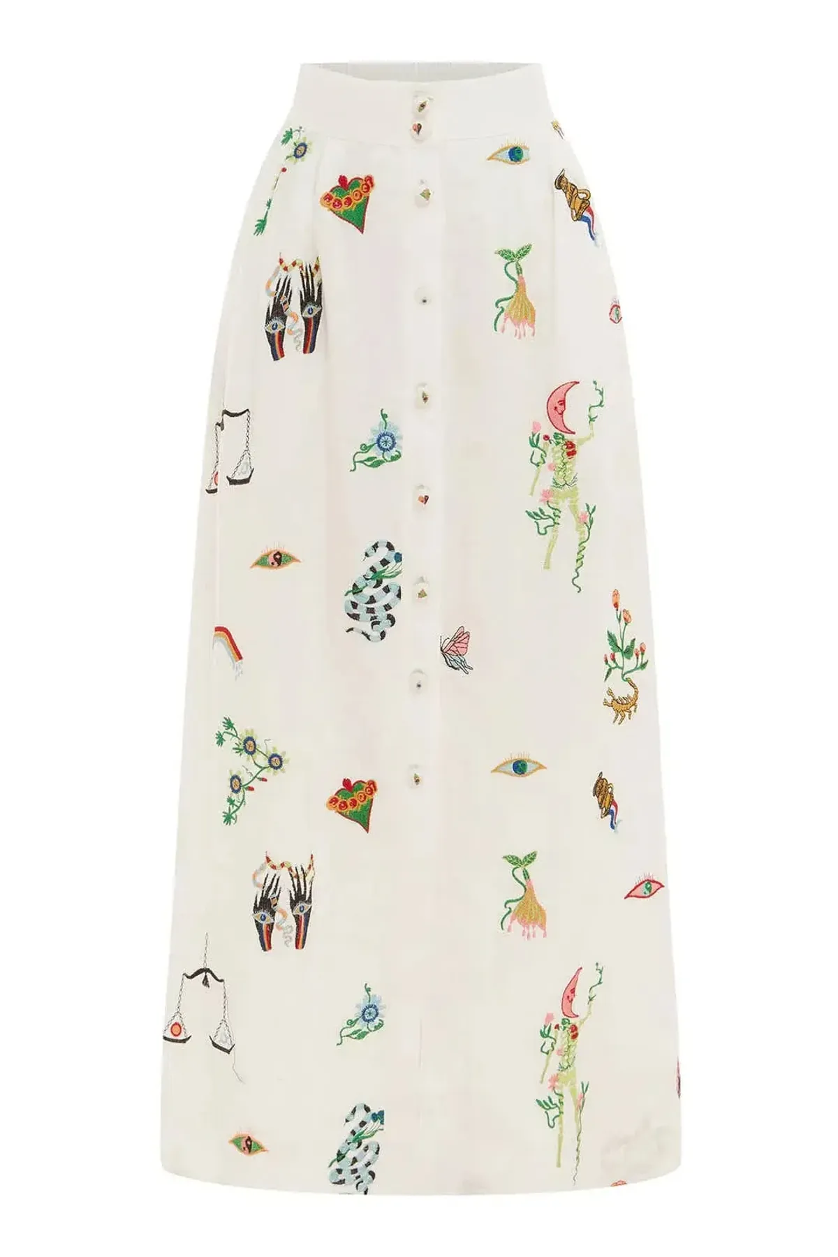 Alemais Atticus Embroidered Shirt and Skirt Set Cream Multi Size 12 - Image 6
