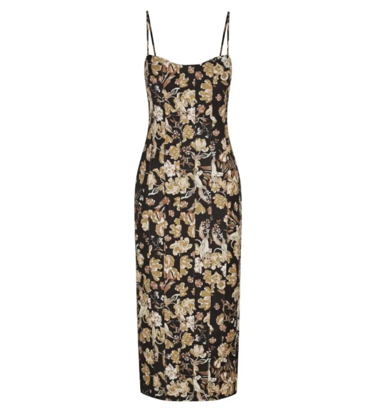 Shona Joy Palermo Linen Fitted Midi Dress Multi Floral Size 10 - Image 4