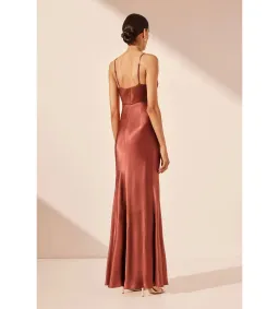 Shona Joy La Lune Cross Draped Maxi Dress Terracotta Size 10 for rent on The Volte - image 4