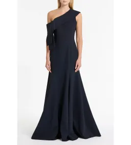 Carla Zampatti Ink Crepe Fascia Asymmetrical Gown Navy Size 12 for rent on The Volte - image 2