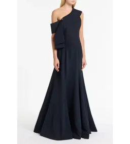 Carla Zampatti Ink Crepe Fascia Asymmetrical Gown Navy Size 12 for rent on The Volte - image 1