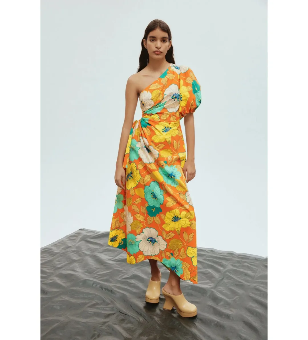 Alemais Piato One Shoulder Midi Dress Multi Floral Size 16 for rent on The Volte - main image