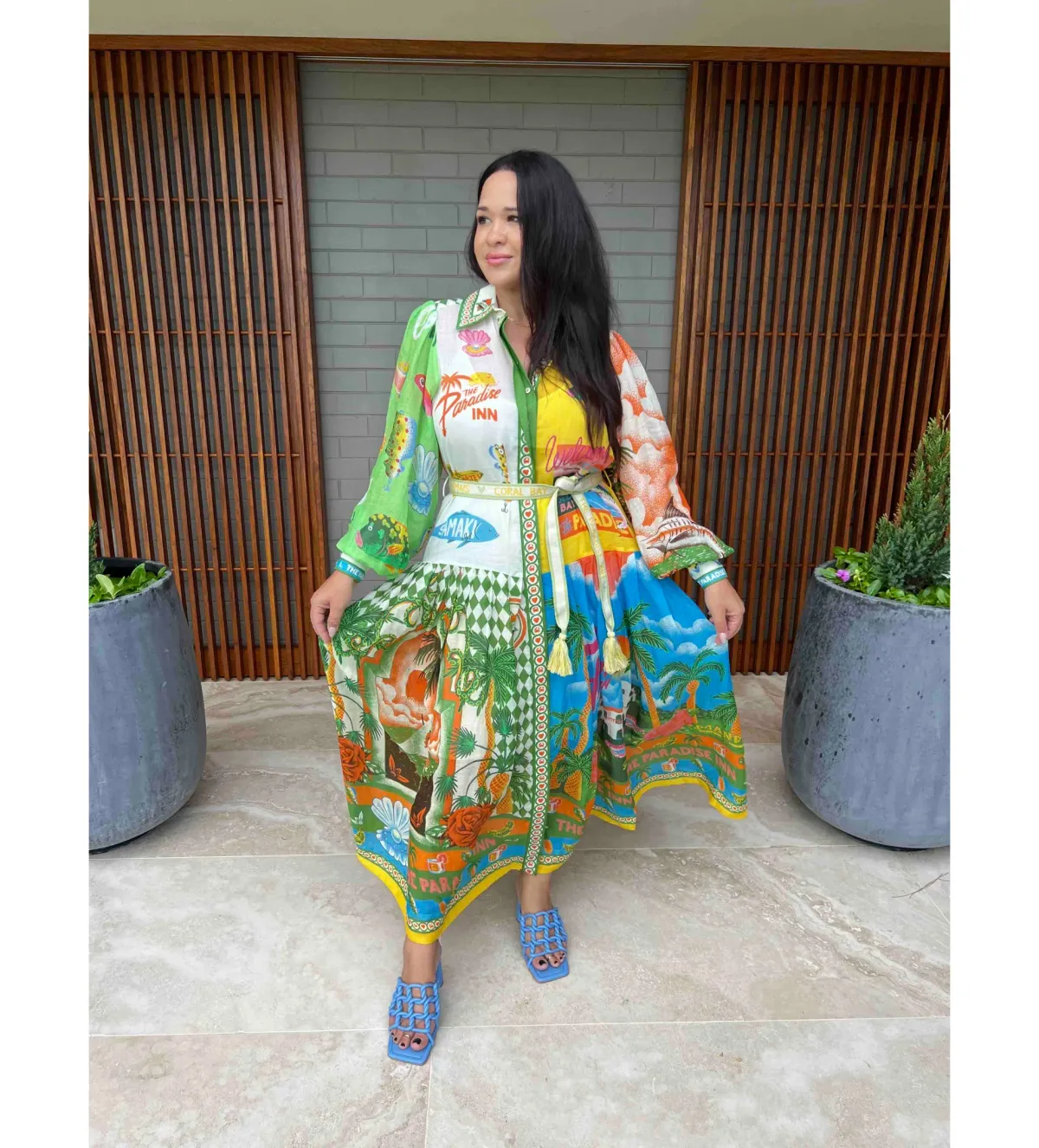 Alemais Paradiso Midi Shirtdress Multi Print Size 14 - Image 6