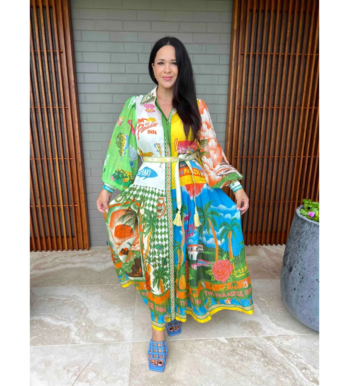 Alemais Paradiso Midi Shirtdress Multi Print Size 14 - Image 4