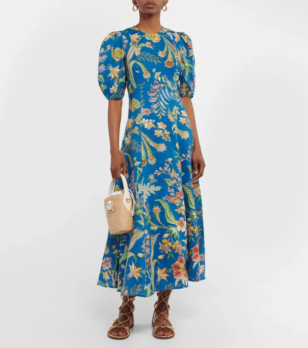 Alemais June Midi Dress Blue Floral Size 16 - Image 1
