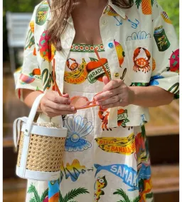 Alémais Samaki Crop Shirt Print Size 16 for rent on The Volte - image 2