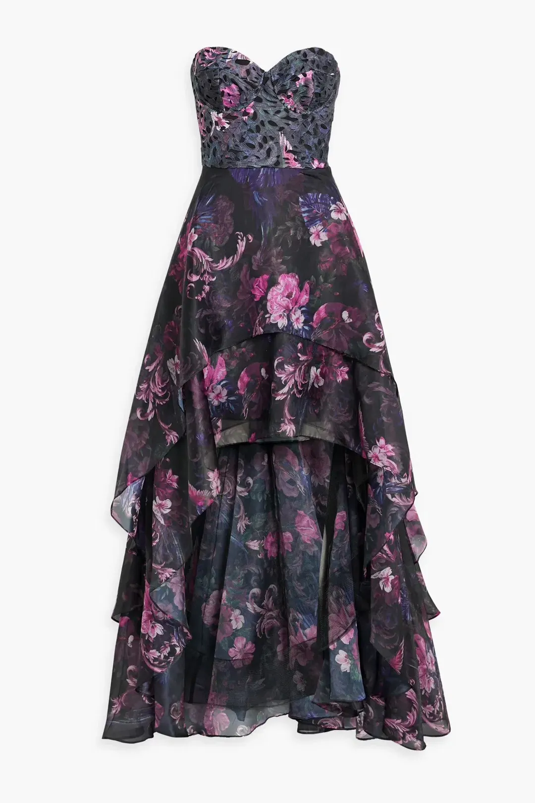 Marchessa Notte Chiffon Gown Floral Size 12 for rent on The Volte - main image