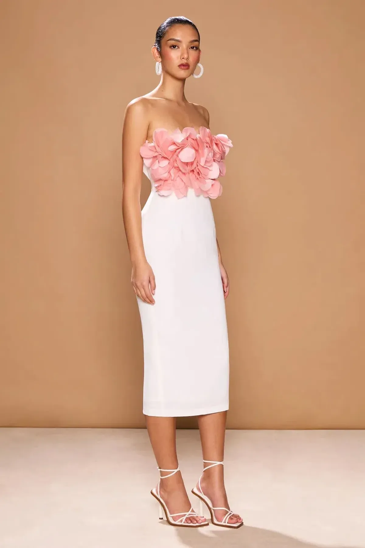 Sonya Moda Flower Petal Midi Dress Rosa/White Peluche Size 10 - Image 2