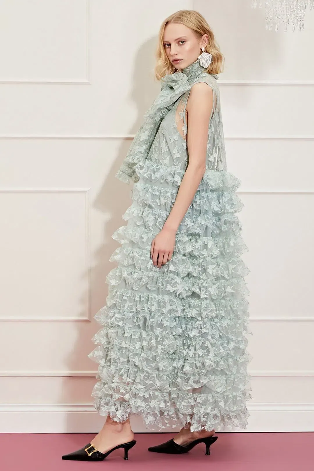 Sister Jane Dream Like A Butterfly Ruffle Maxi Dress Green Size S / Au 8 for rent on The Volte - main image