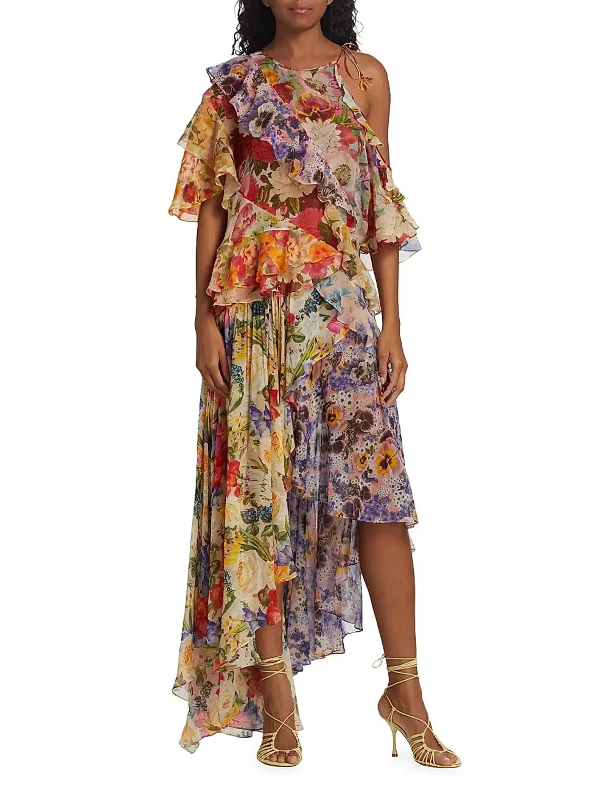 Zimmermann Wonderland Flounce Multi Print Dress AU 10 for rent on The Volte - main image