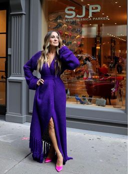 Hanifa Miya Knit Cardigan Dress Purple Size S-M/AU 10 for rent on The Volte - image 2