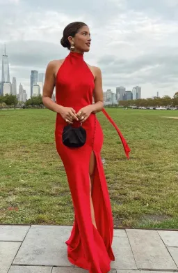 Sau Lee Penelope Backless Satin Gown Red Size 6 for rent on The Volte - image 3