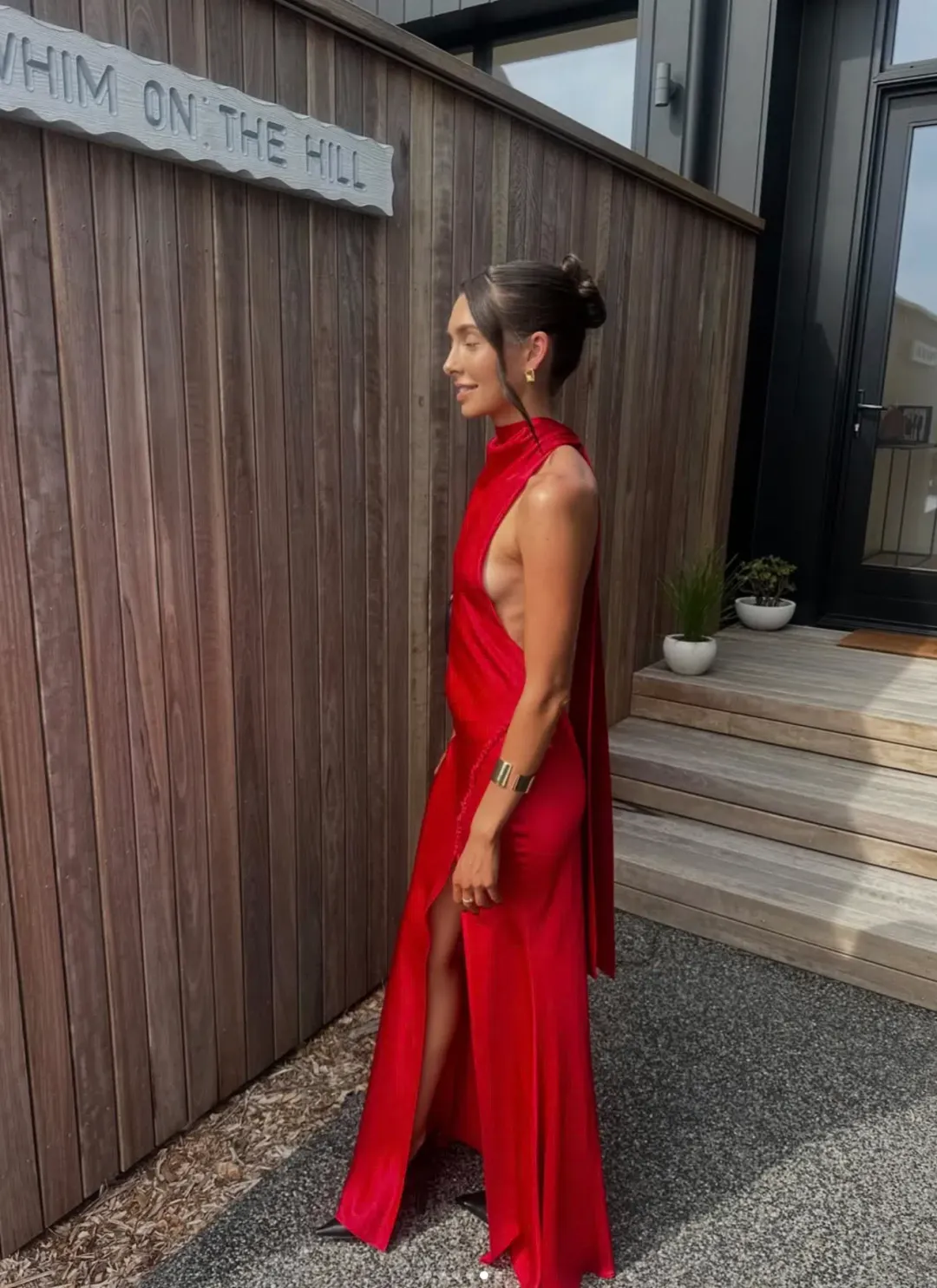 Sau Lee Penelope Backless Satin Gown Red Size 6 for rent on The Volte - main image