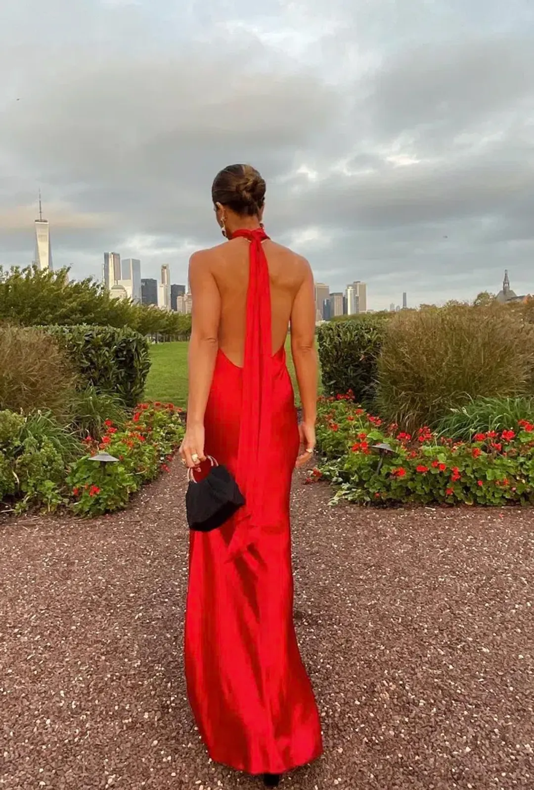 Sau Lee Penelope Backless Satin Gown Red Size 6 for rent on The Volte - main image