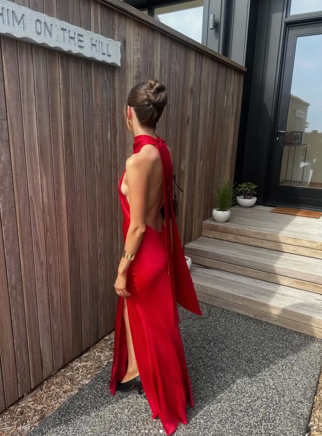 Sau Lee Penelope Backless Satin Gown Red Size 6 for rent on The Volte - main image