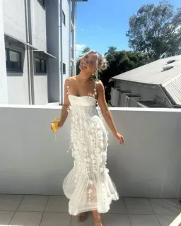 Zimmermann Botanica Petal Gown Dress In White Size 0/AU 6 for rent on The Volte - image 2