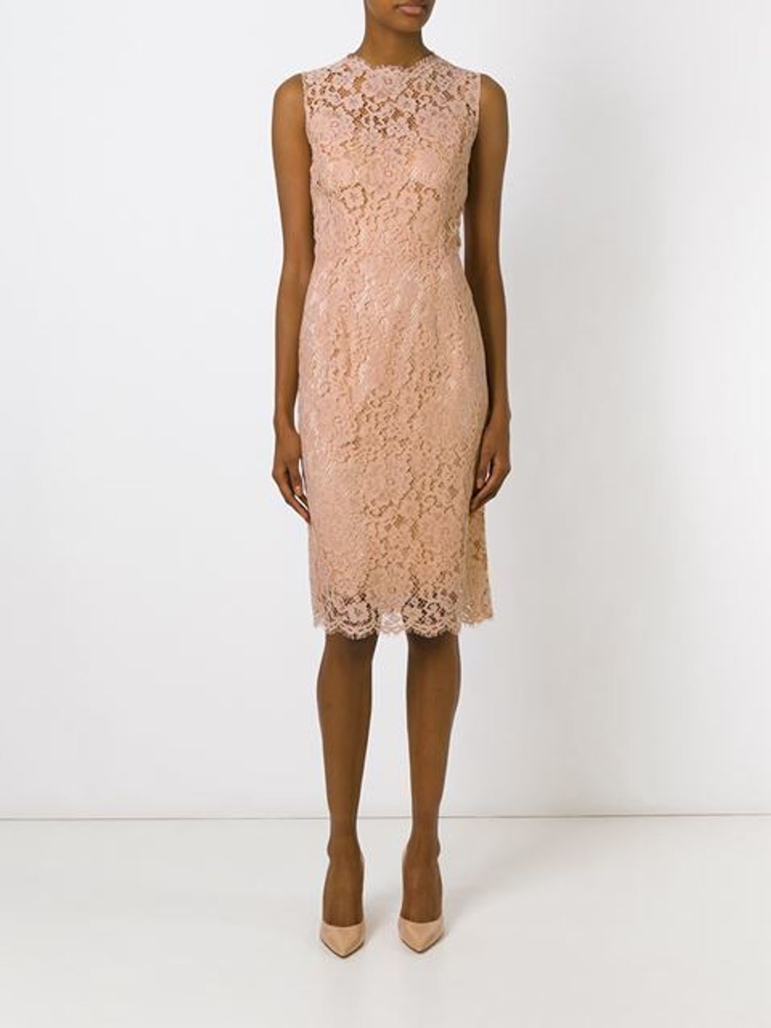 Dolce & Gabbana Floral Lace Sleeveless Dress Pink Size 6 for rent on The Volte - main image