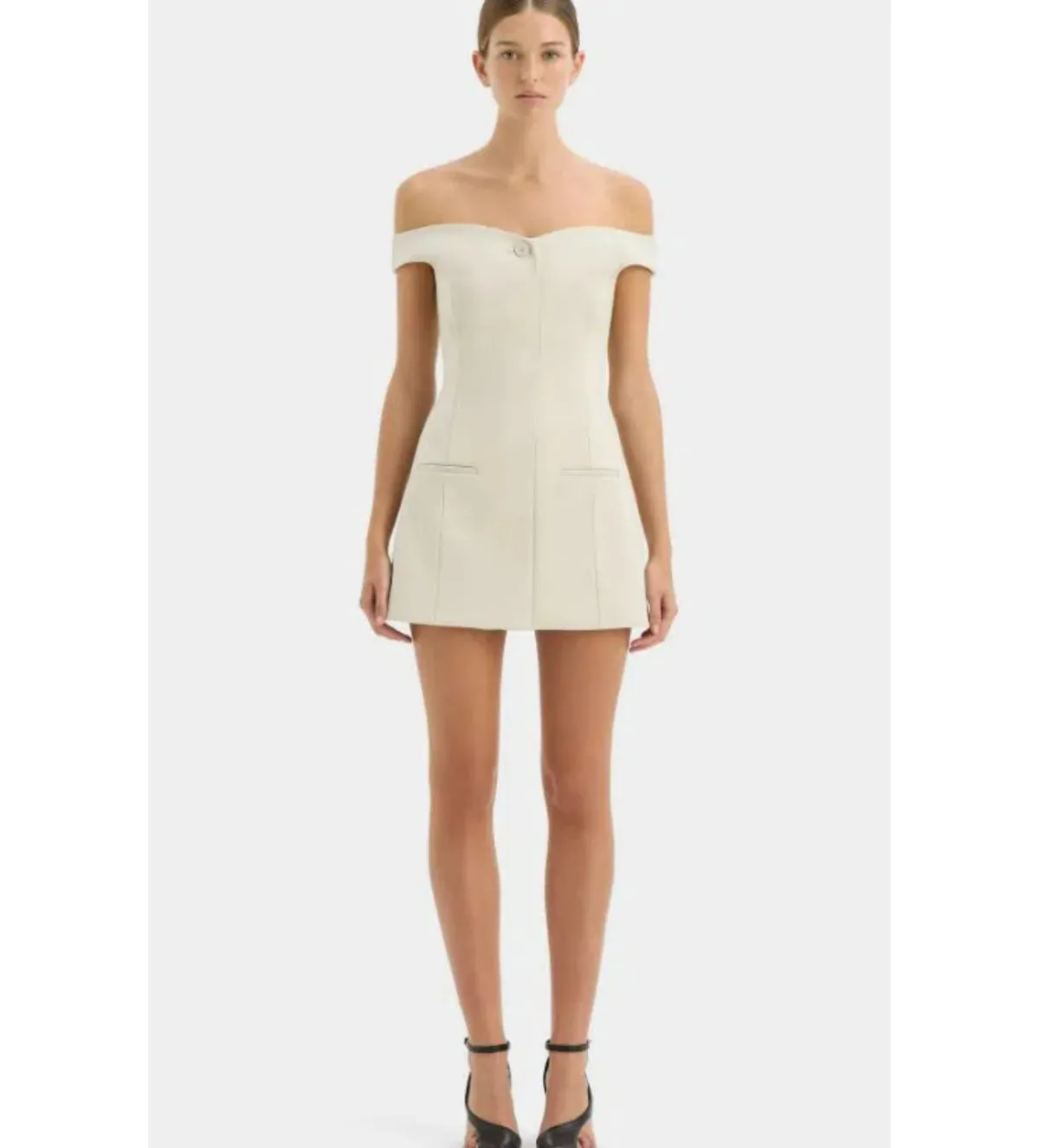 Sir Sandrine Off Shoulder Mini Dress in Ecru Size 2 / Au 10 - Image 1