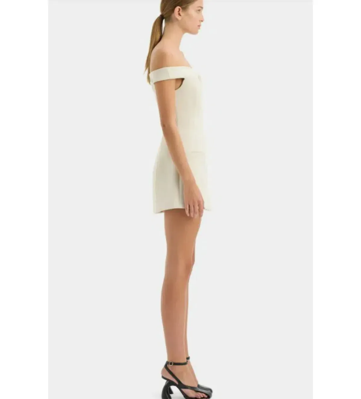Sir Sandrine Off Shoulder Mini Dress in Ecru Size 2 / Au 10 - Image 2