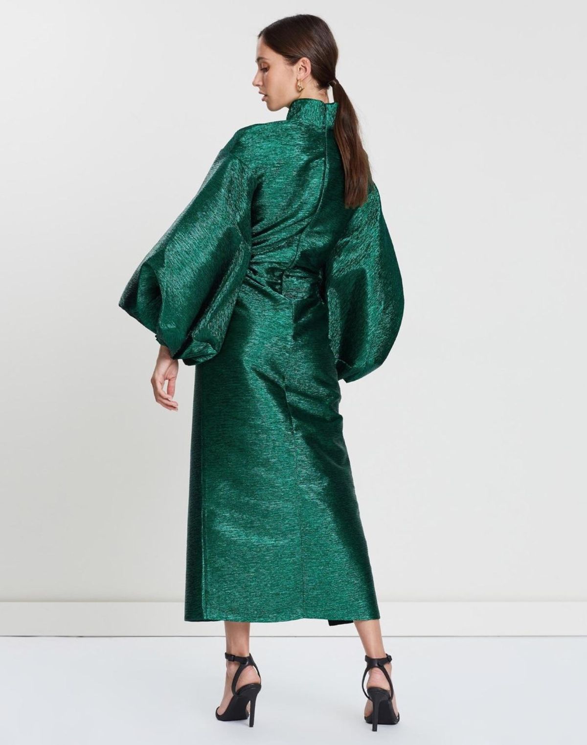 Camilla & Marc ‘Gesa’ Metallic Dress Emerald Green Size 10 - Image 3