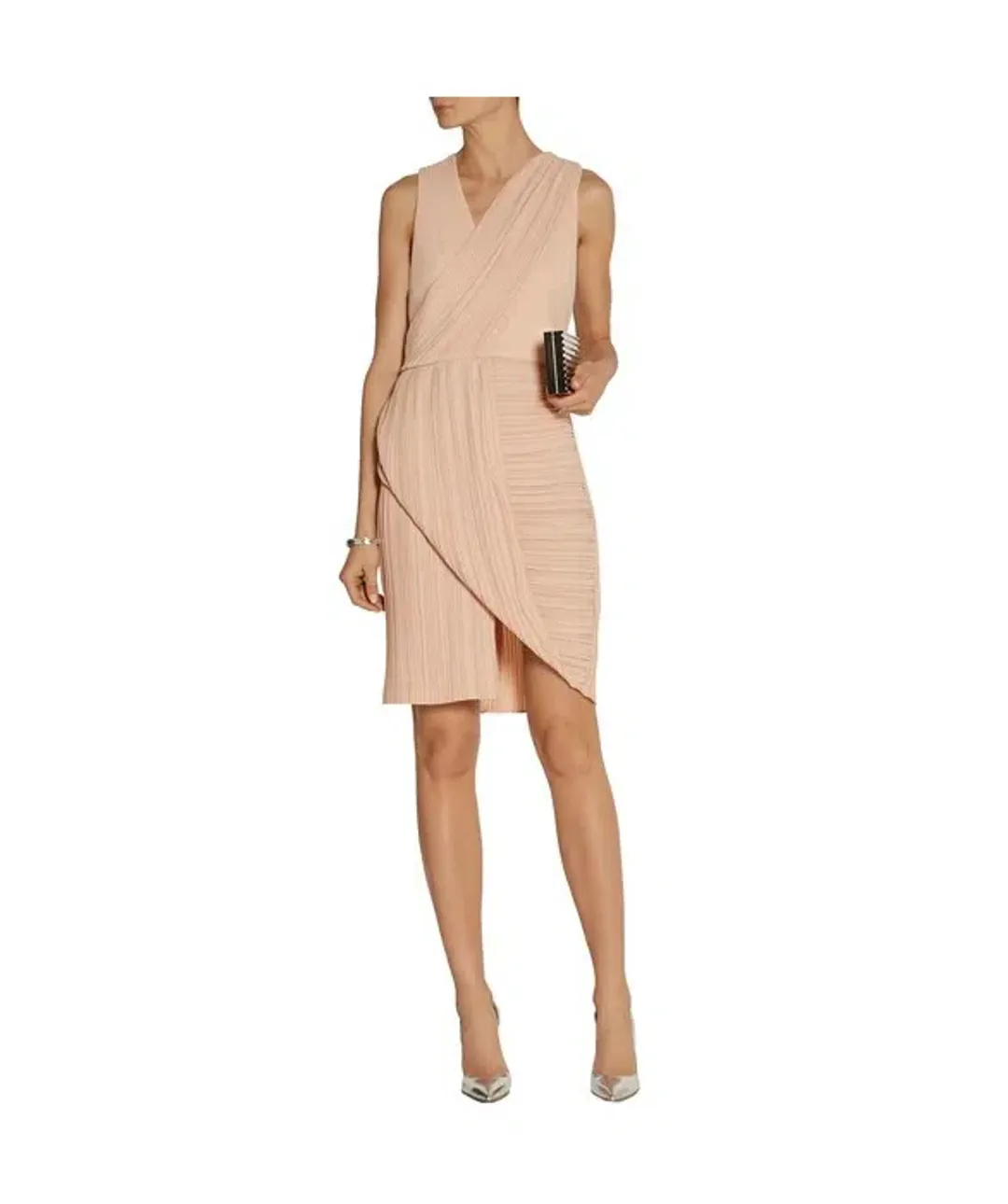 Dion Lee Wrap Effect Plisse Crepe Dress Nude Size 6 for rent on The Volte - main image