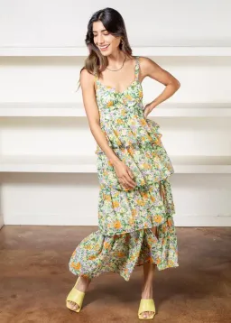 Astr Midsummer Floral Tiered Maxi Dress Size 10 for rent on The Volte - image 1