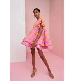 CeliaB Coral Mini Dress Pink Size L/AU 14 for rent on The Volte - image 3