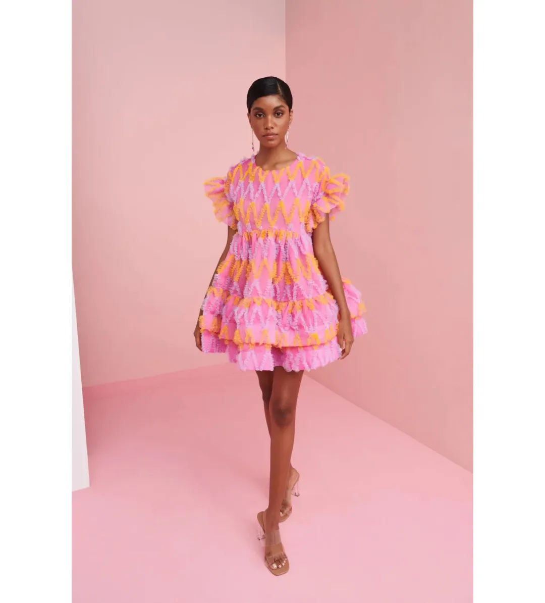 CeliaB Coral Mini Dress Pink Size L/AU 14 for rent on The Volte - main image