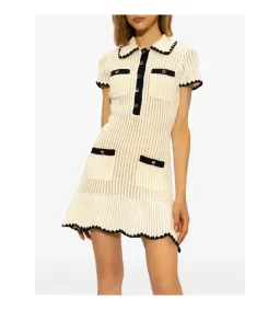 Self Portrait Cream Crochet Collared Mini Dress Size M/AU 8 for rent on The Volte - image 3