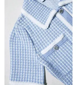 Self Portrait Blue Lurex Knitted Mini Dress Size M/AU 8 for rent on The Volte - image 5