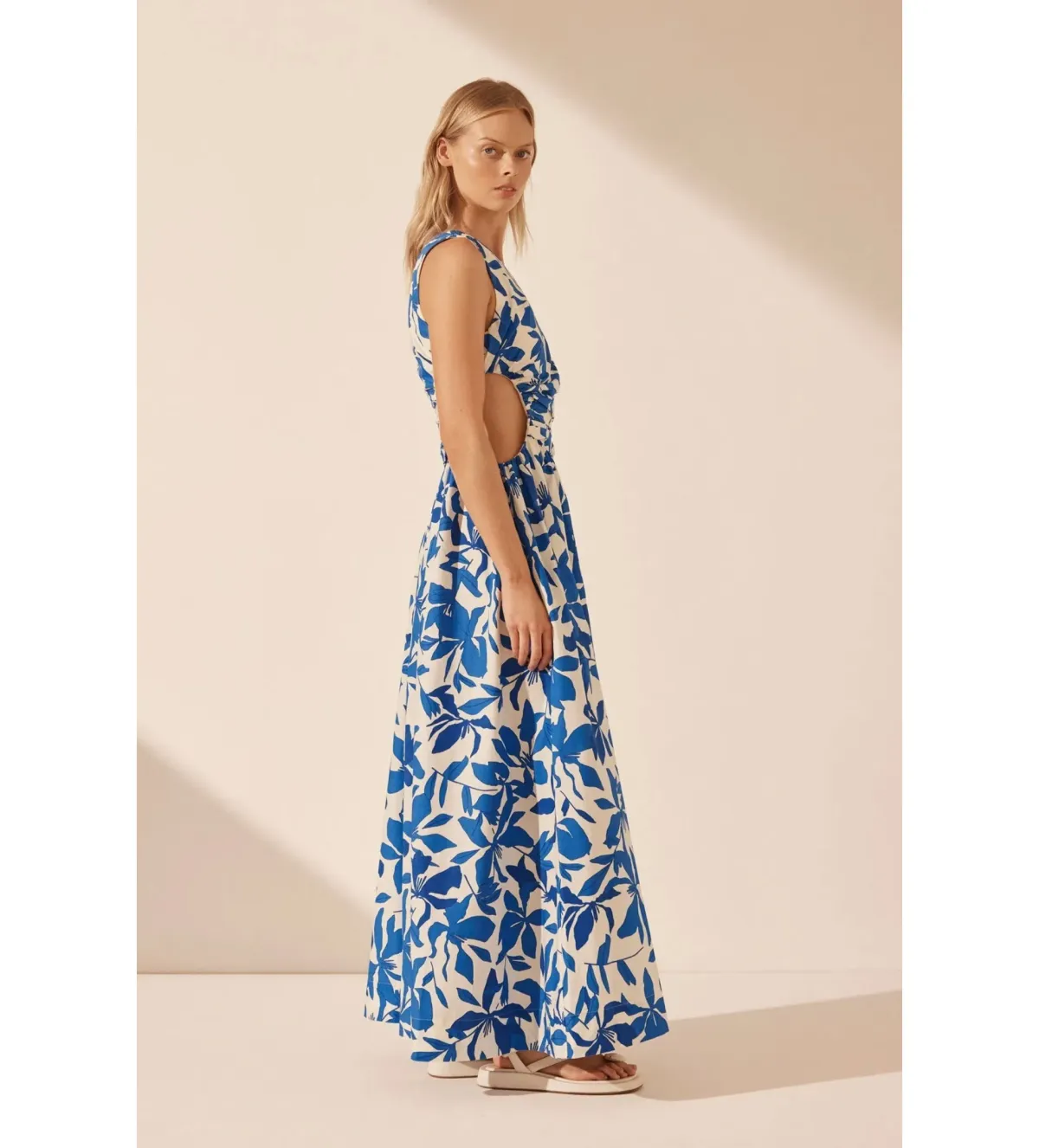 Shona Joy Bleue Asymmetrical Cut Out Maxi Dress Size AU 10 - Image 3