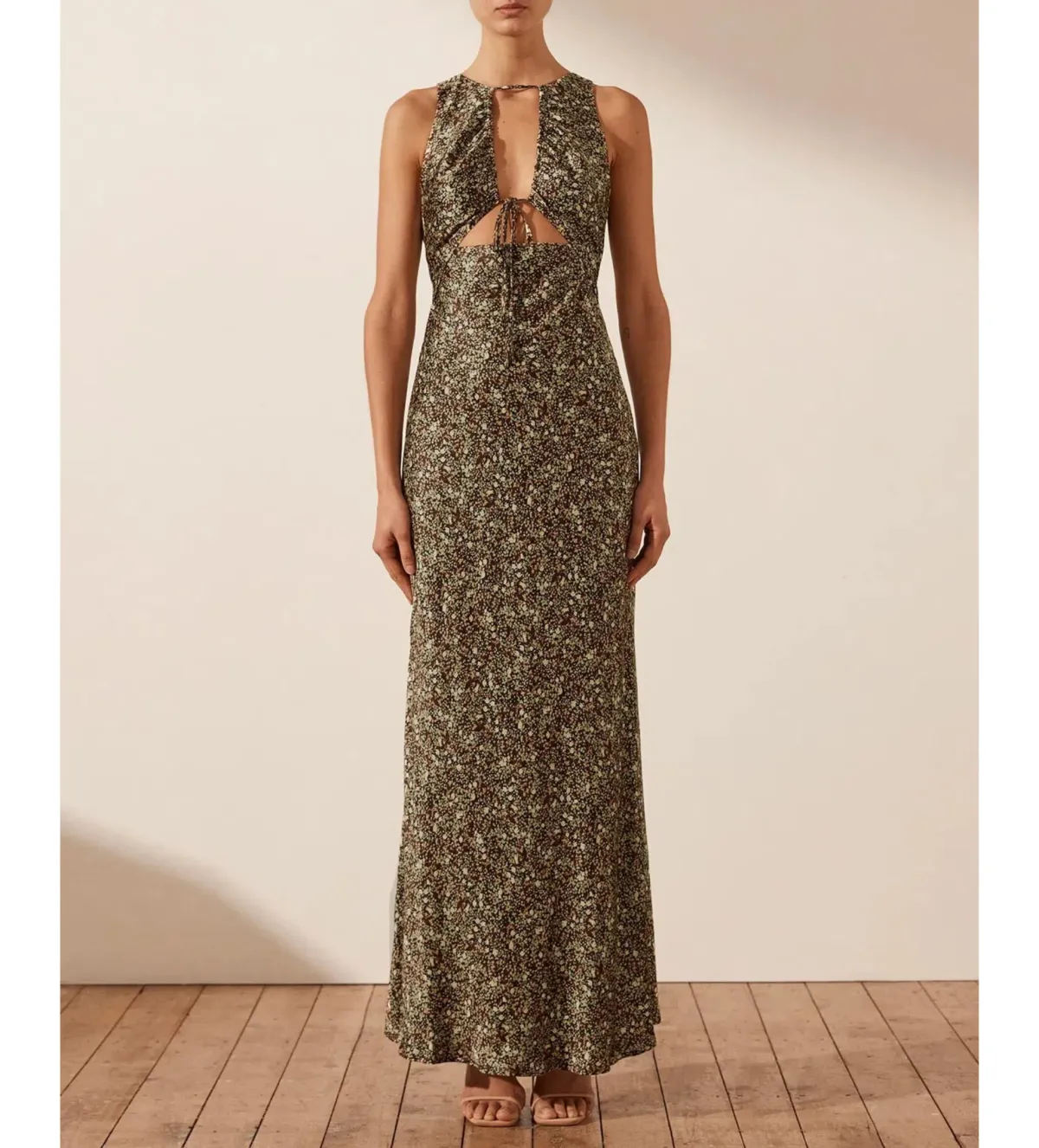 Shona Joy Avriel Cut Out Front Maxi Dress Multi Floral Size AU 8 for rent on The Volte - main image