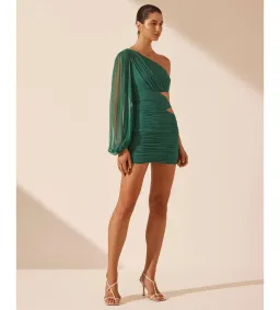 Shona Joy Margot One Shoulder Cut Out Mini Dress in Evergreen Size AU 10 for rent on The Volte - image 2