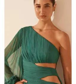 Shona Joy Margot One Shoulder Cut Out Mini Dress in Evergreen Size AU 10 for rent on The Volte - image 5