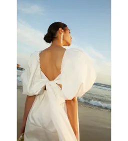 Aje Casabianca Puff Sleeve Mini Dress Ivory Size AU 6 for rent on The Volte - image 5