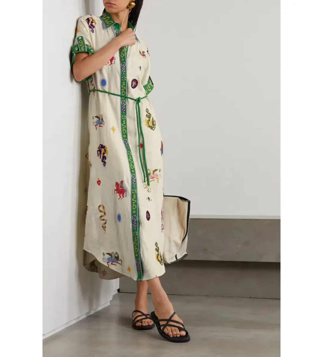 Alemais Seeker Embroidered Midi Shirt Dress Multi Print Size AU 10 for rent on The Volte - main image