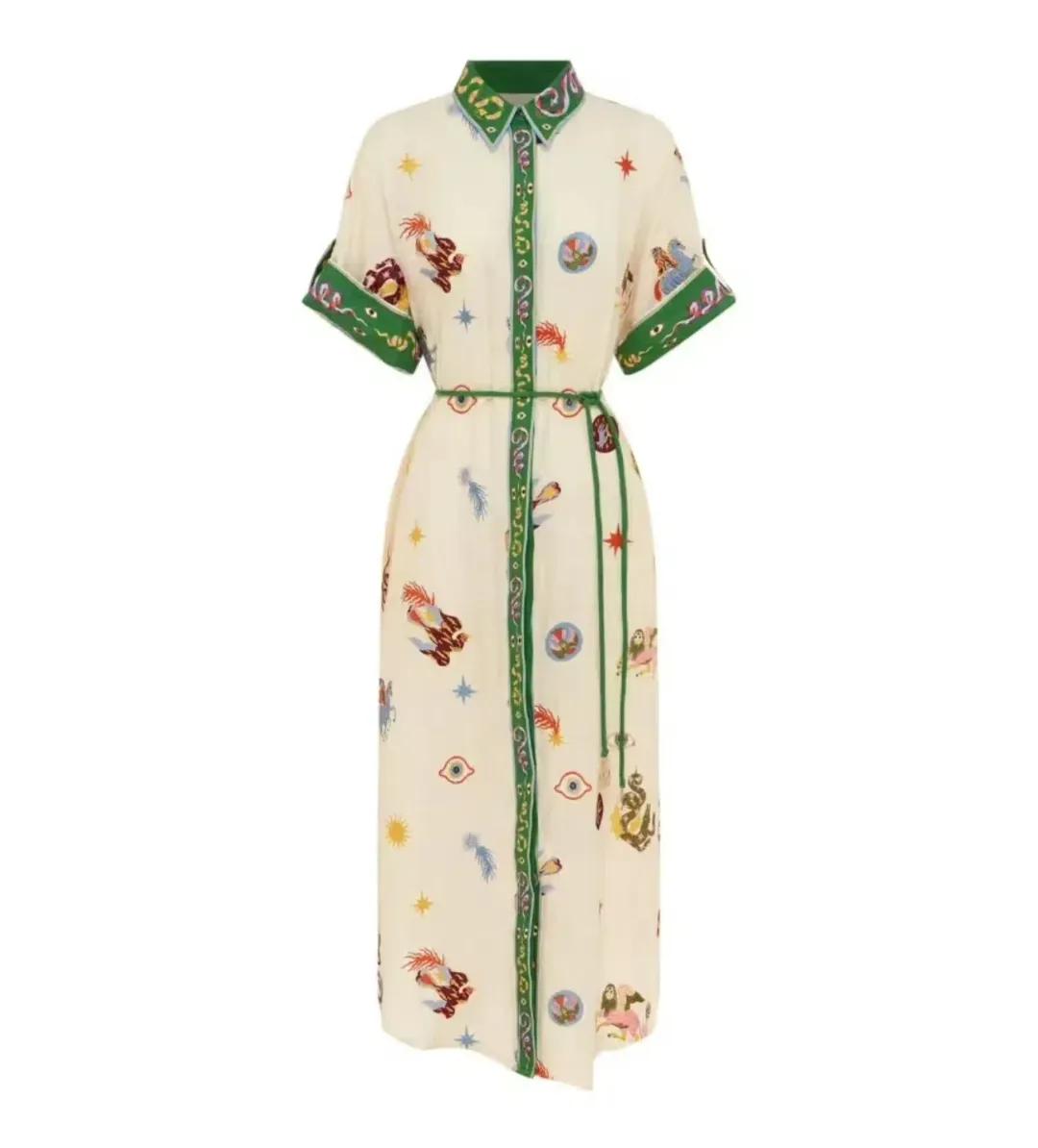 Alemais Seeker Embroidered Midi Shirt Dress Multi Print Size AU 10 for rent on The Volte - main image