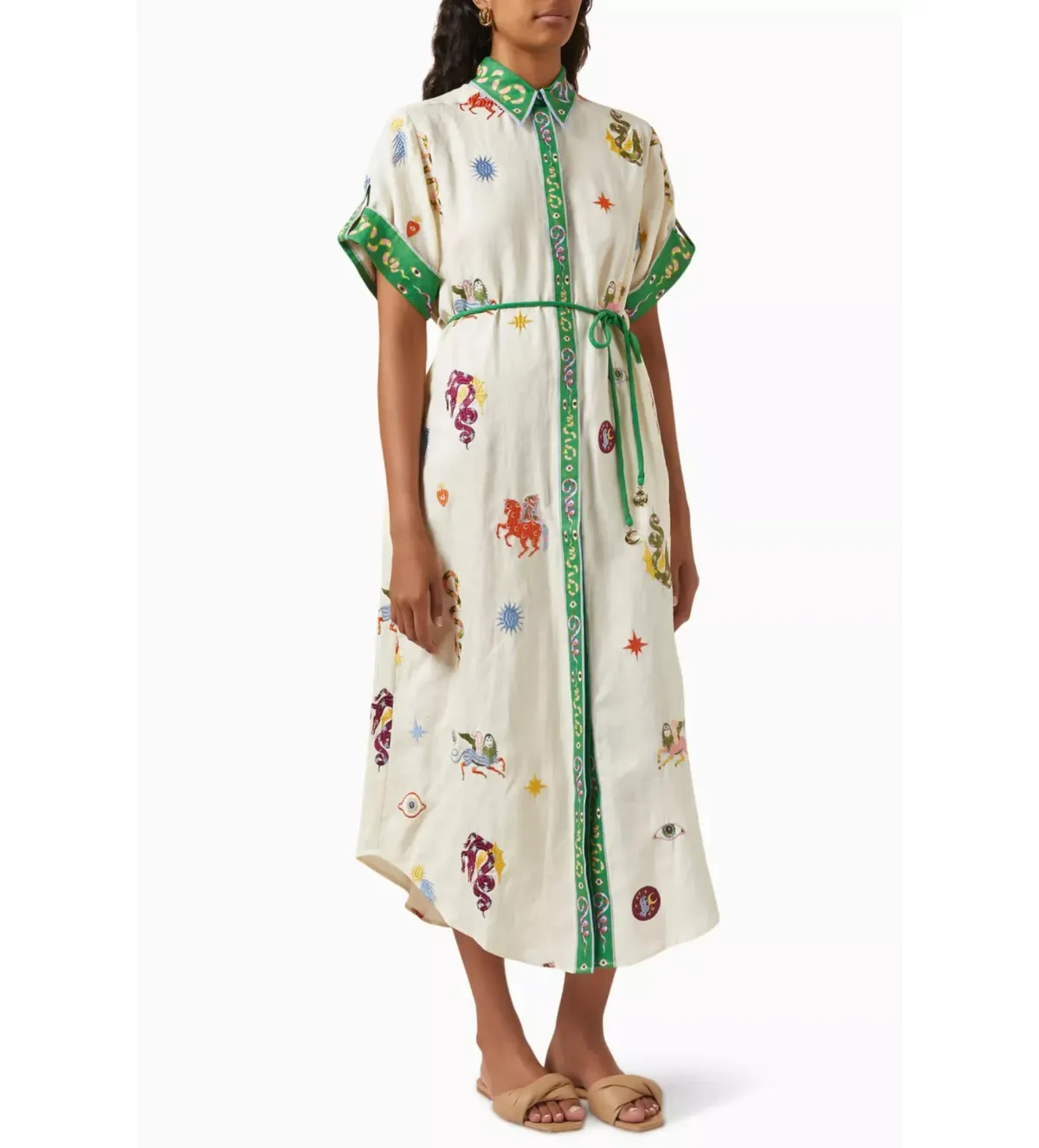 Alemais Seeker Embroidered Midi Shirt Dress Multi Print Size AU 10 for rent on The Volte - main image
