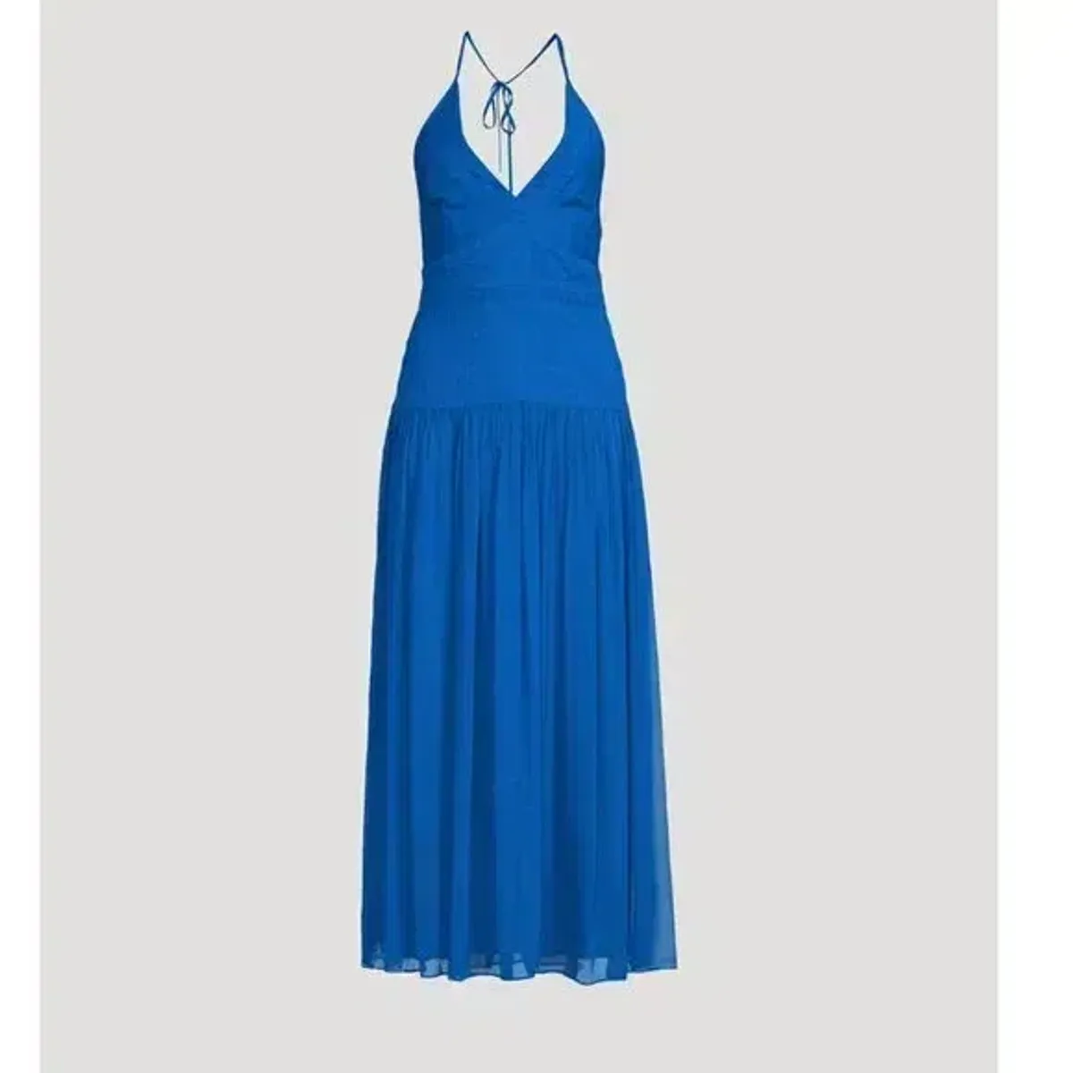 Shona Joy Leilani Halter Tie Midi Dress in Pacific Dress Blue Size 12 - Image 3
