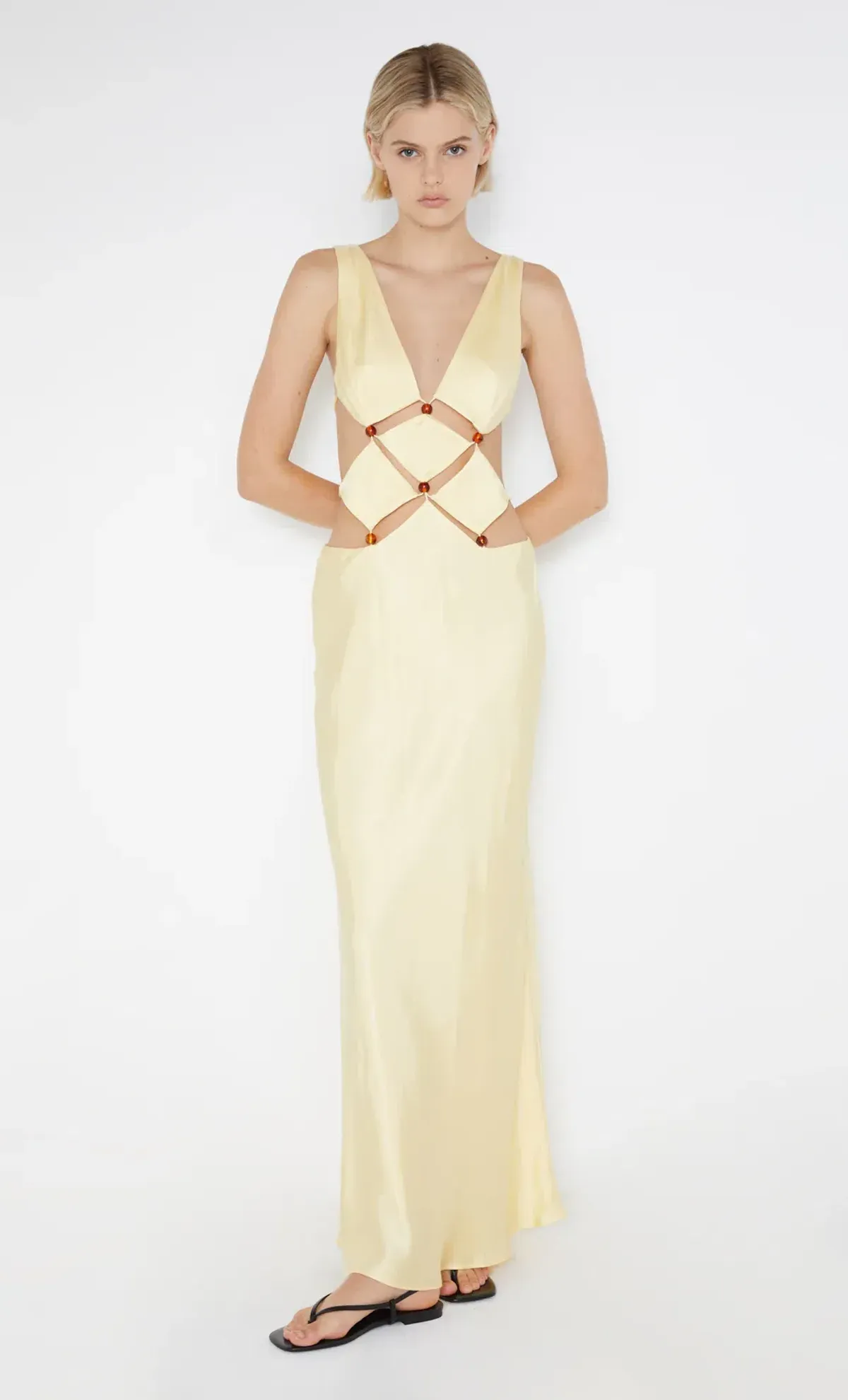 Bec & Bridge Agathe Diamond Dress Butter Yellow Size 8 - Image 2