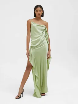Christopher Esber Cusco Silk Drape Cami Dress in Pistachio Size 10 for rent on The Volte - image 4