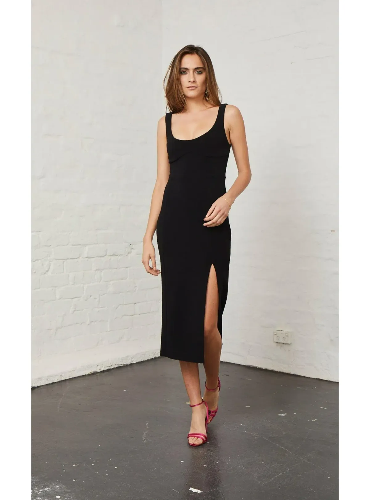 Bec & Bridge Elle Midi Dress Black Size AU 6 - Image 1