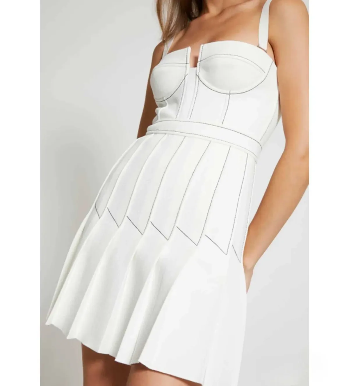 Dion Lee Column Pleated Mini Dress in White Size AU 8 - Image 4