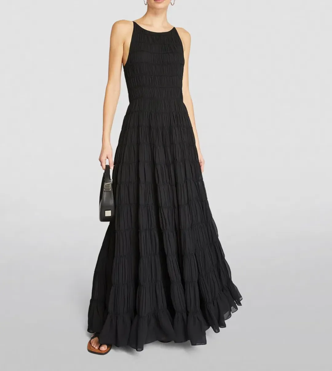 Aje Rosewood Chiffon Tiered Gown Black Size 10 for rent on The Volte - main image