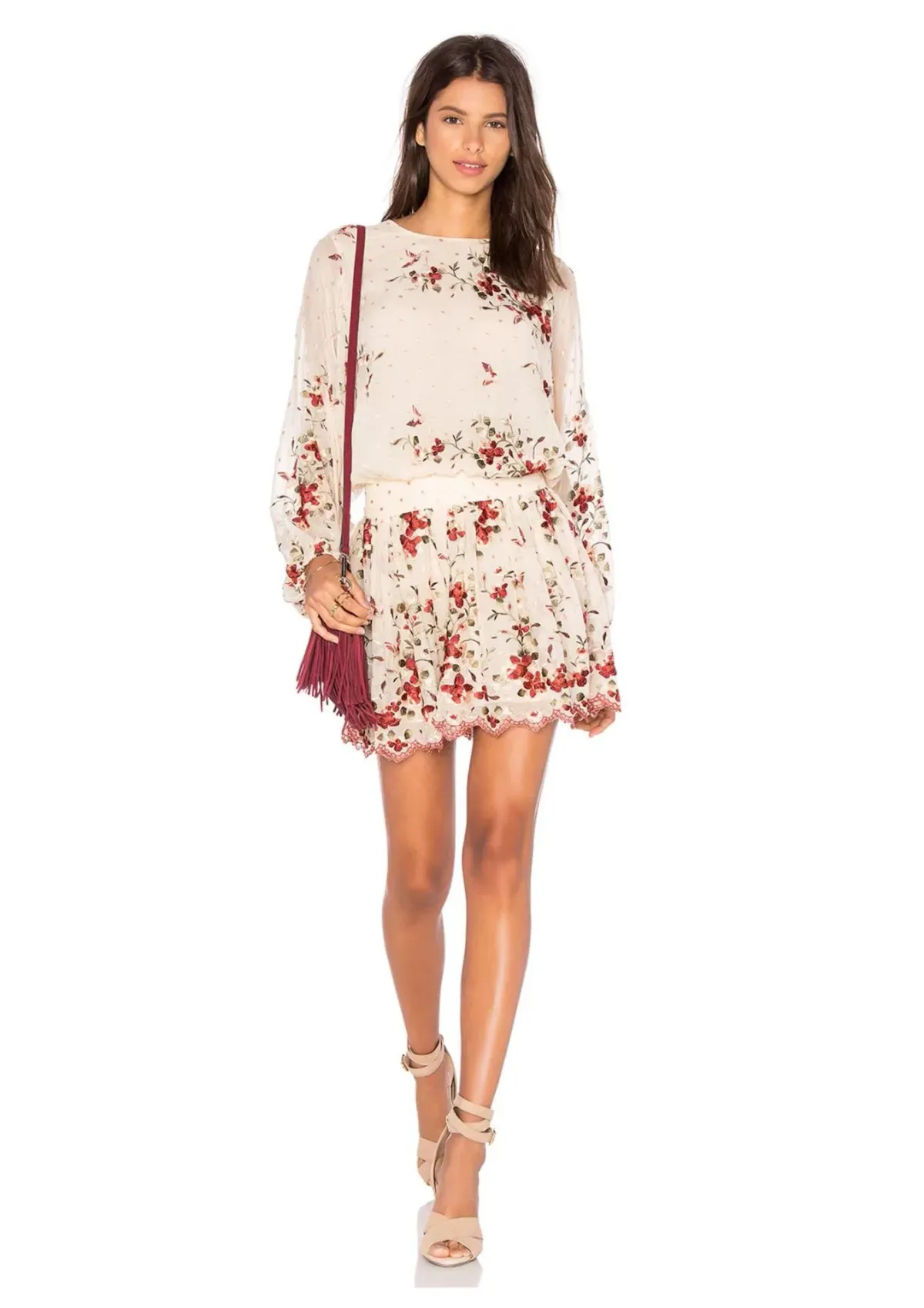 Zimmermann Sakura Embroidered Mini Dress Nude Floral Size 1 / AU 10 - Image 1