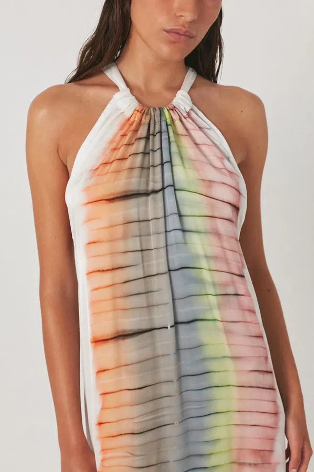 Rabens Saloner Hope Macaw Halter Maxi Dress Tangerine Combo Size M / AU 10 for rent on The Volte - main image