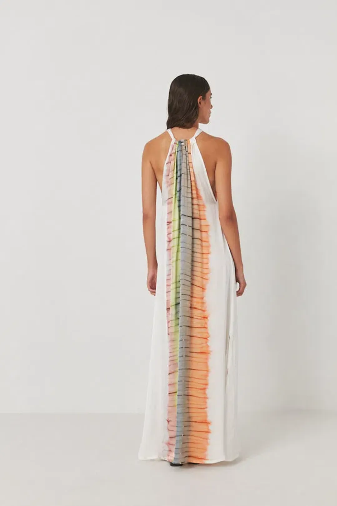 Rabens Saloner Hope Macaw Halter Maxi Dress Tangerine Combo Size M / AU 10 for rent on The Volte - main image