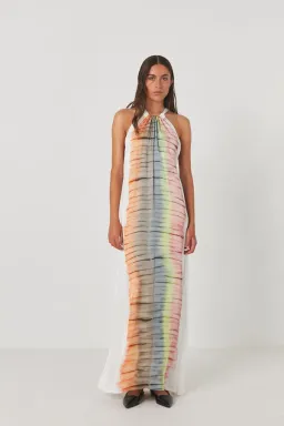 Rabens Saloner Hope Macaw Halter Maxi Dress Tangerine Combo Size M / AU 10 for rent on The Volte - image 1